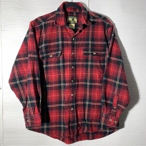 Vintage Field & Stream Red Black Plaid Heavy Flannel Shirt L
